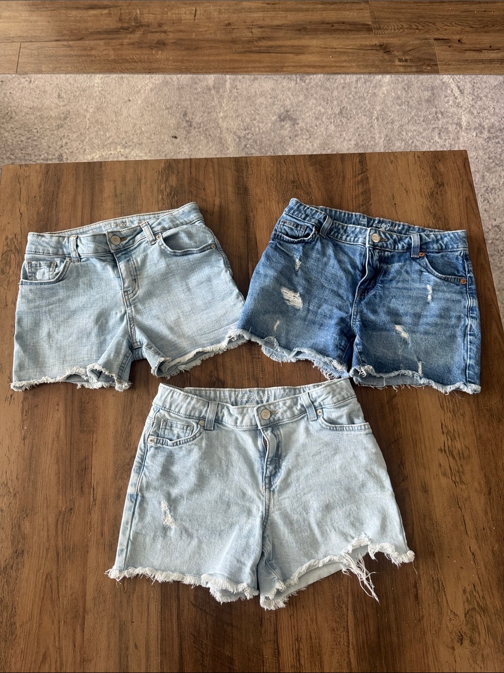 Girls denim shorts set of 3 size 10/12